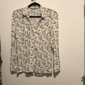 Just Living Bird Print Button Down